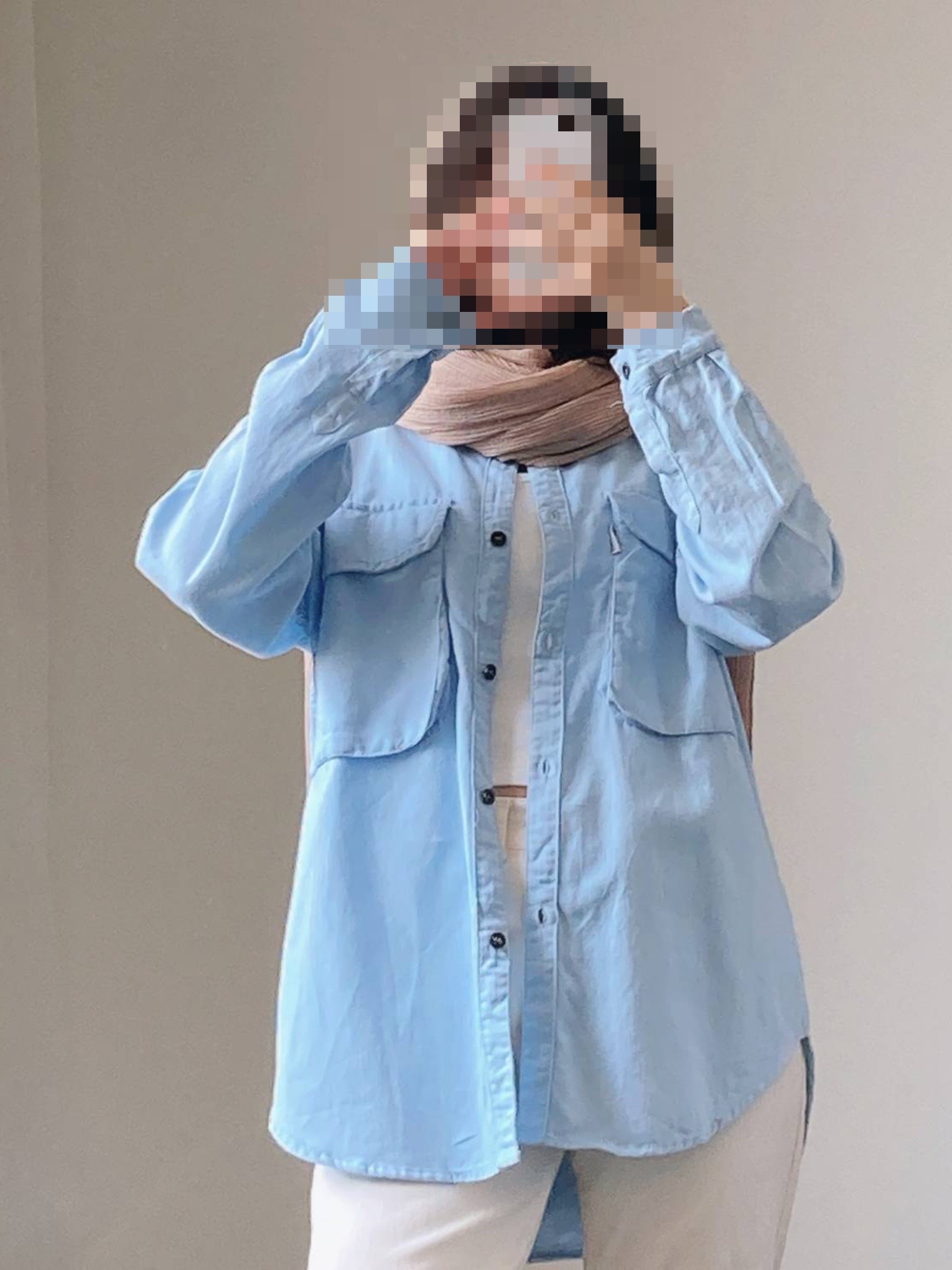 photo-output شومیز کتان زنانه - Image 1