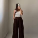 شلوار بگ سیلک قهوه ای رویال