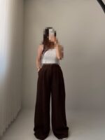 شلوار بگ سیلک قهوه ای رویال